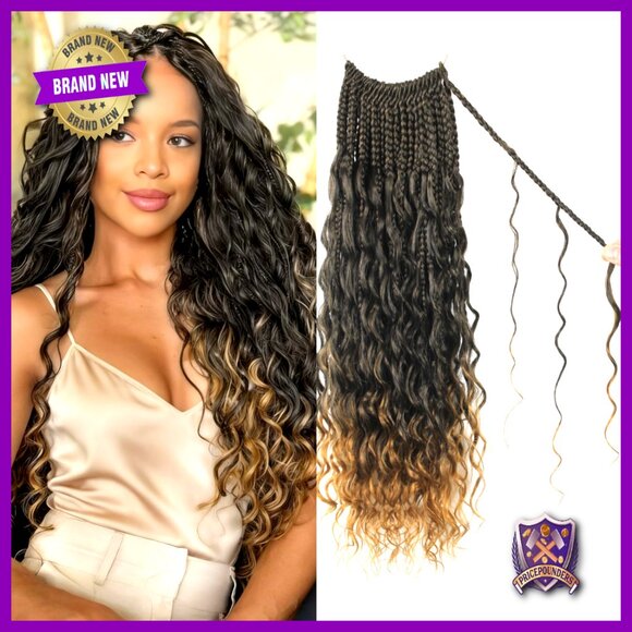 14 Inch Protein Fiber Crochet Braids Pre Looped Curly Ends Hair Extensions main image 5